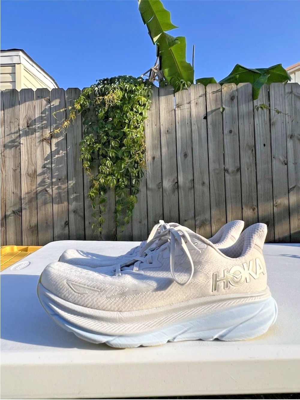 Women’s Hoka Clifton 9 Women's Ivory/White Cushioned Athletic Sneakers size 11